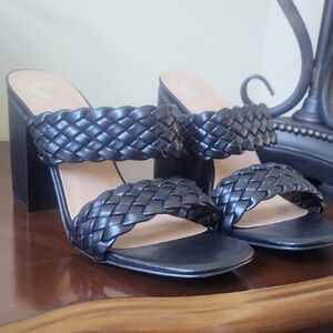 Elegant Black Braided Women's Heels